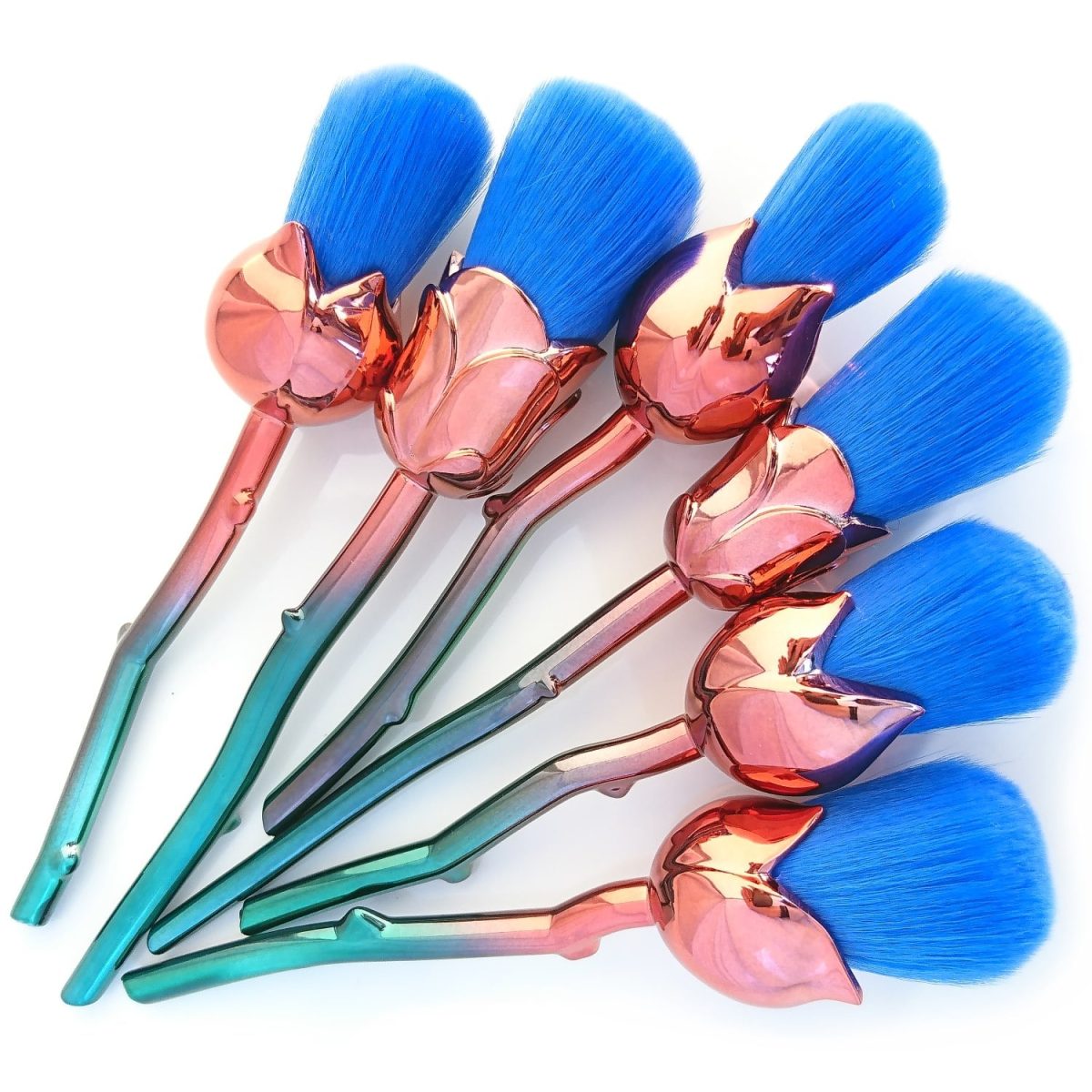 Flower makeup brushes blue roses