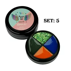 Product image Mousse UV Nail Gel - Gel Polish many different colors, blue, red, black, orange, white and green or gold glimmer glitter set 5